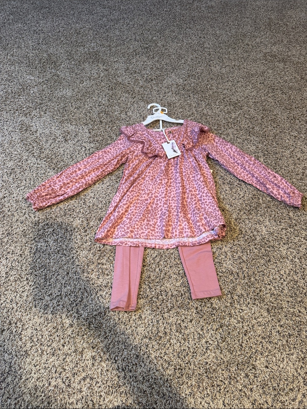Jessica Simpson Girls Pink Leopard Print Dress & Pants Set